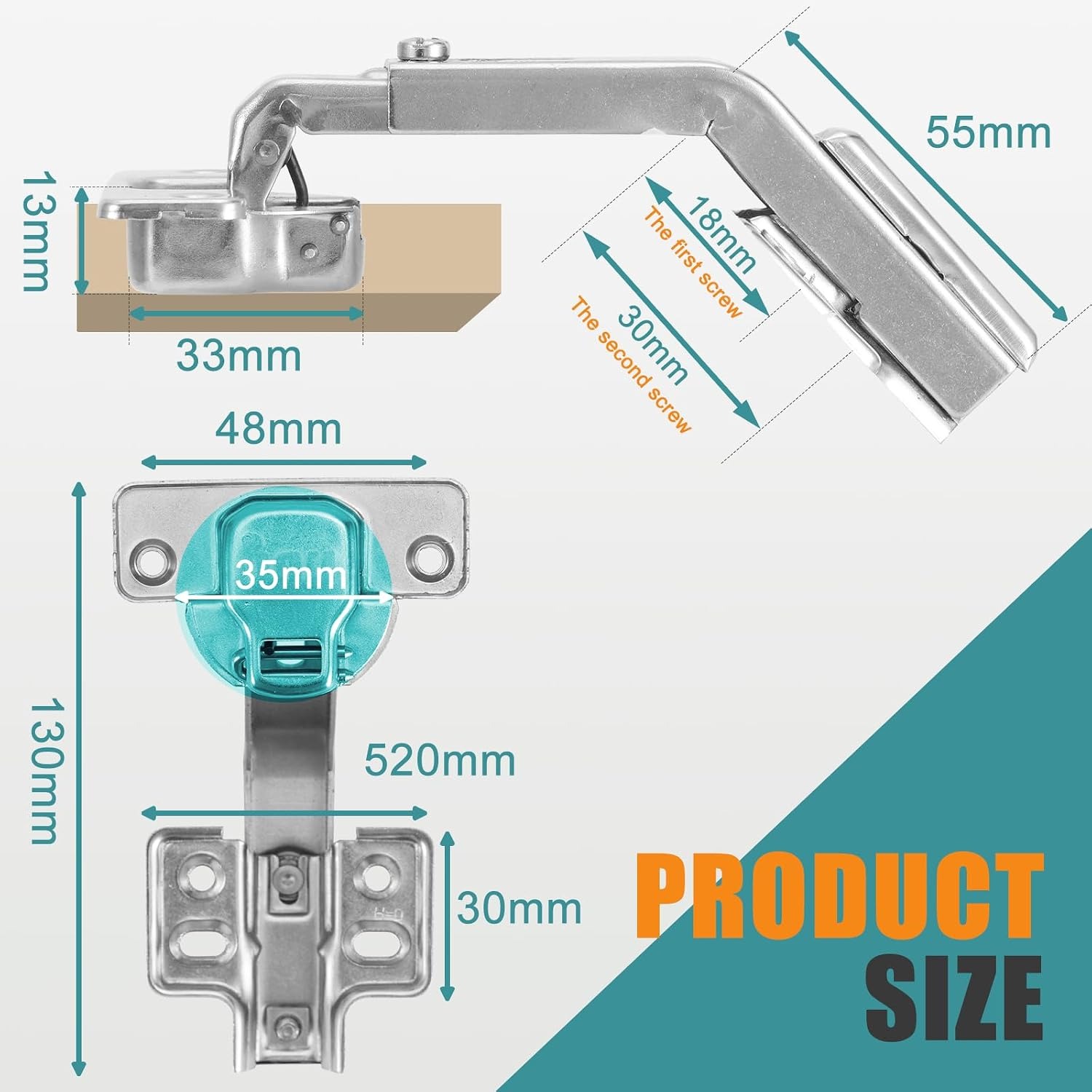 HBL' 135 Degree Corner Cabinet Hinges, 2 Pack