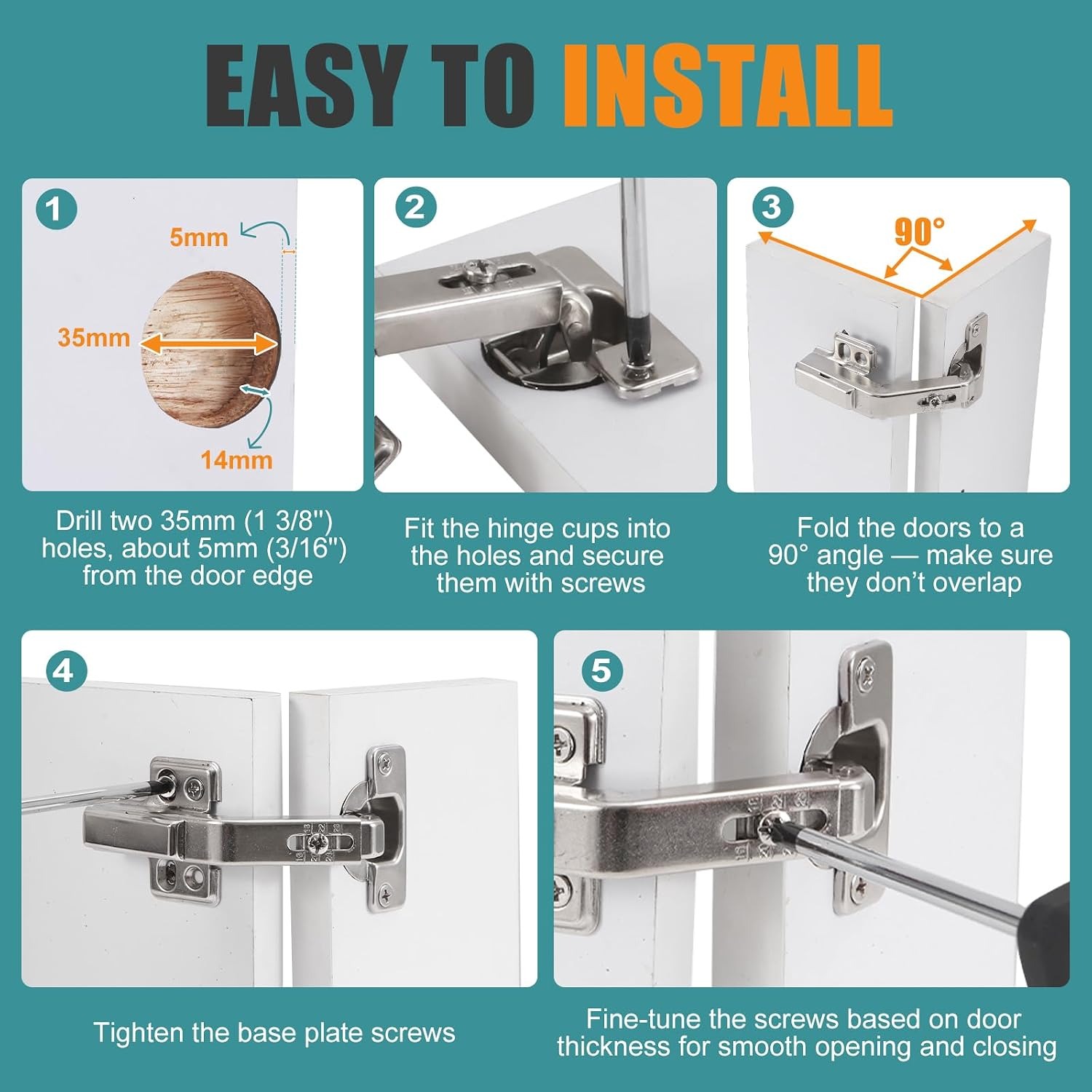 HBL' 135 Degree Corner Cabinet Hinges, 2 Pack