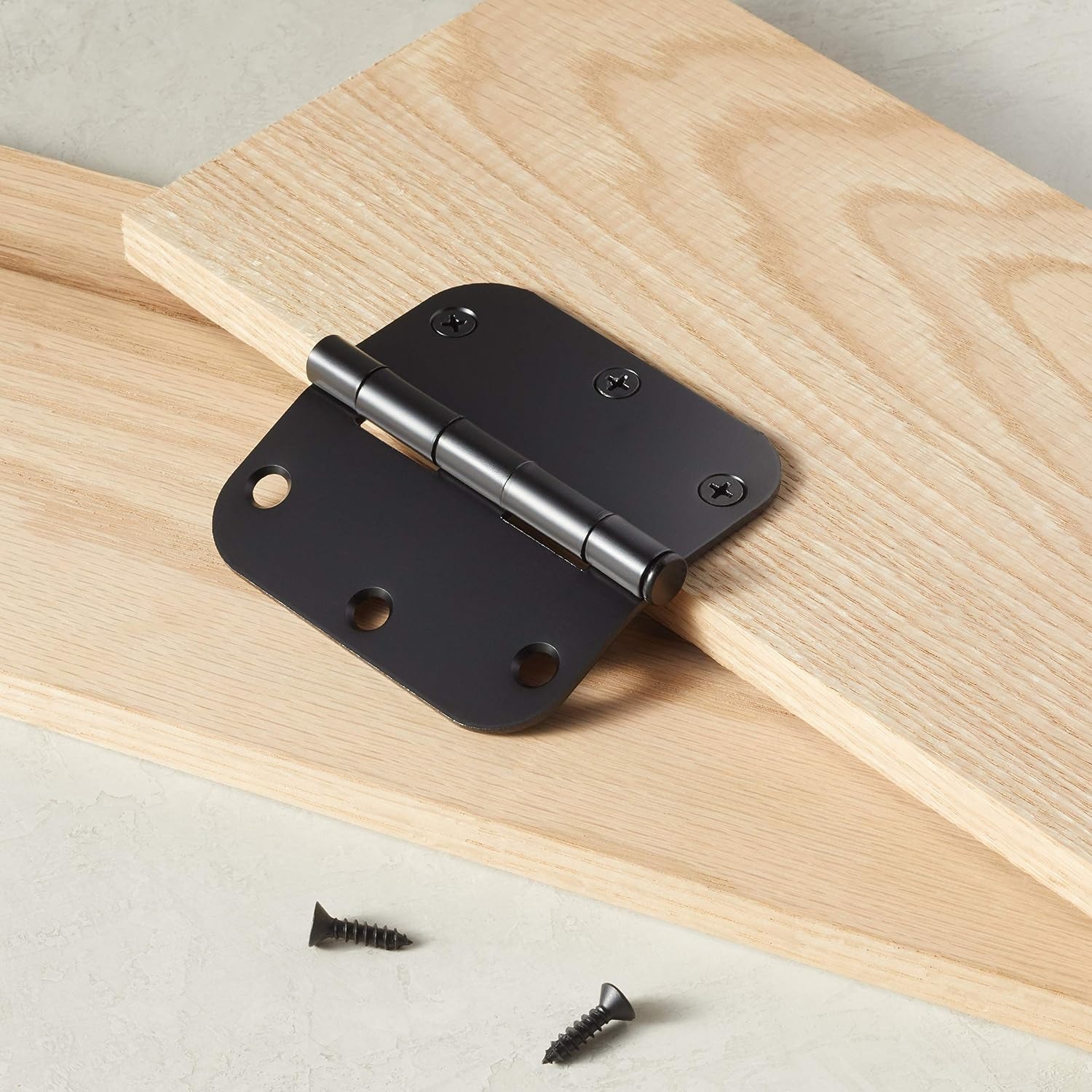 Rounded Corner Door Butt Hinges, 18 Pack, Matte Black: image 6